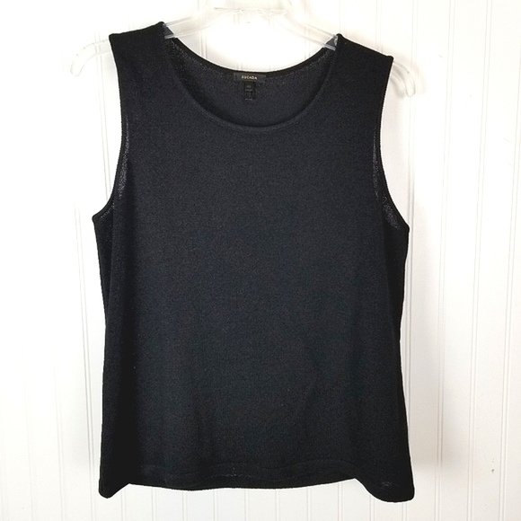 Escada Womens XXL Sleeveless Tank Top Sweater Wool Viscose Black EU 46 Size 16 - Picture 7 of 7